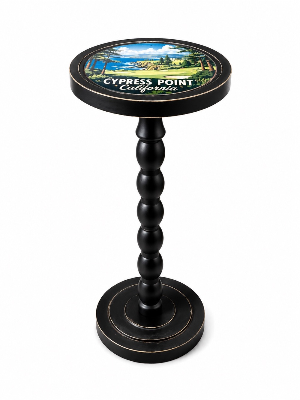Small Round Coastal Golf Drink Table, Modern Martini Table, Small End Table